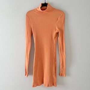 FP Beach NWT Ribbed Knit Turtleneck Mini Dress Long Sleeve Form-Fitting Stretch